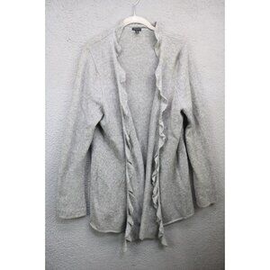 Madison Gray Ruffle Open Front Cardigan-XL-Wool-Cashmere-Quiet Luxury